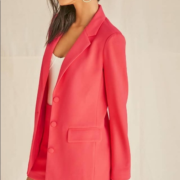 Coral/Pink Button-Front Blazer - Picture 3 of 4